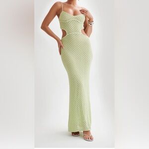 Meshki Nerida Knit Cut Out Dress in Seafoam Green